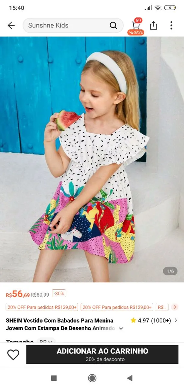 Vestido infantil com estampa divertida SHEIN