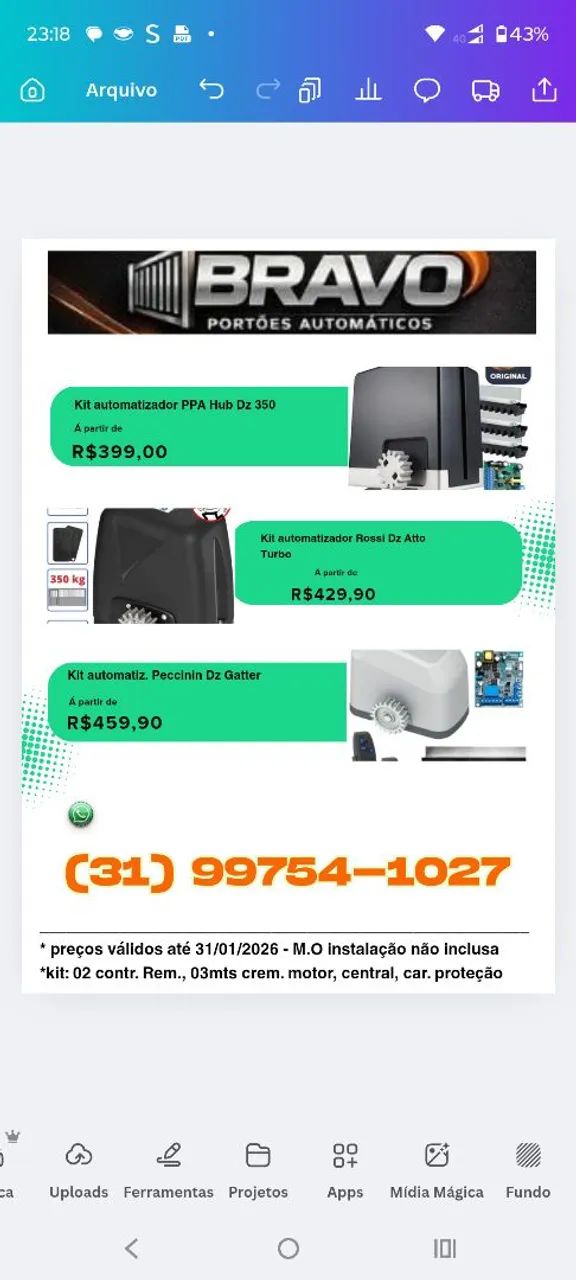 Automatizador de portão garagem 