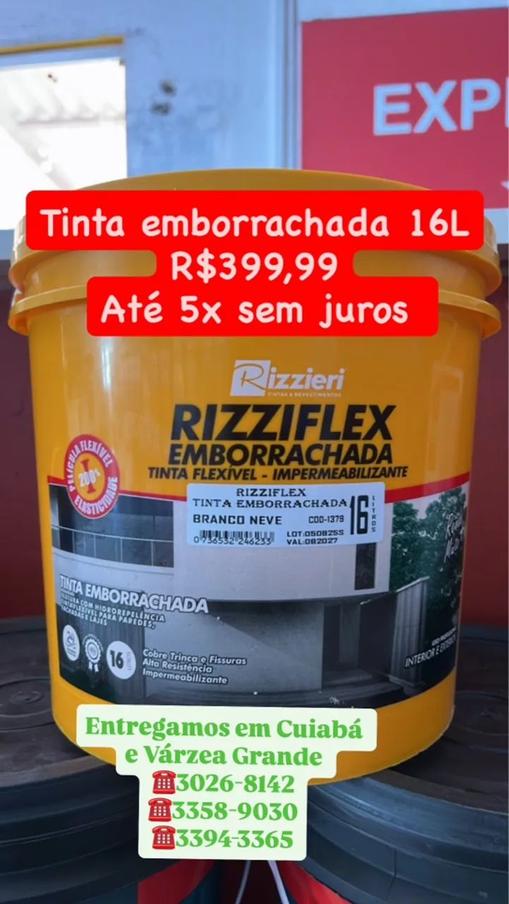 Tinta Emborrachada Rizziflex 16L - Branco Neve