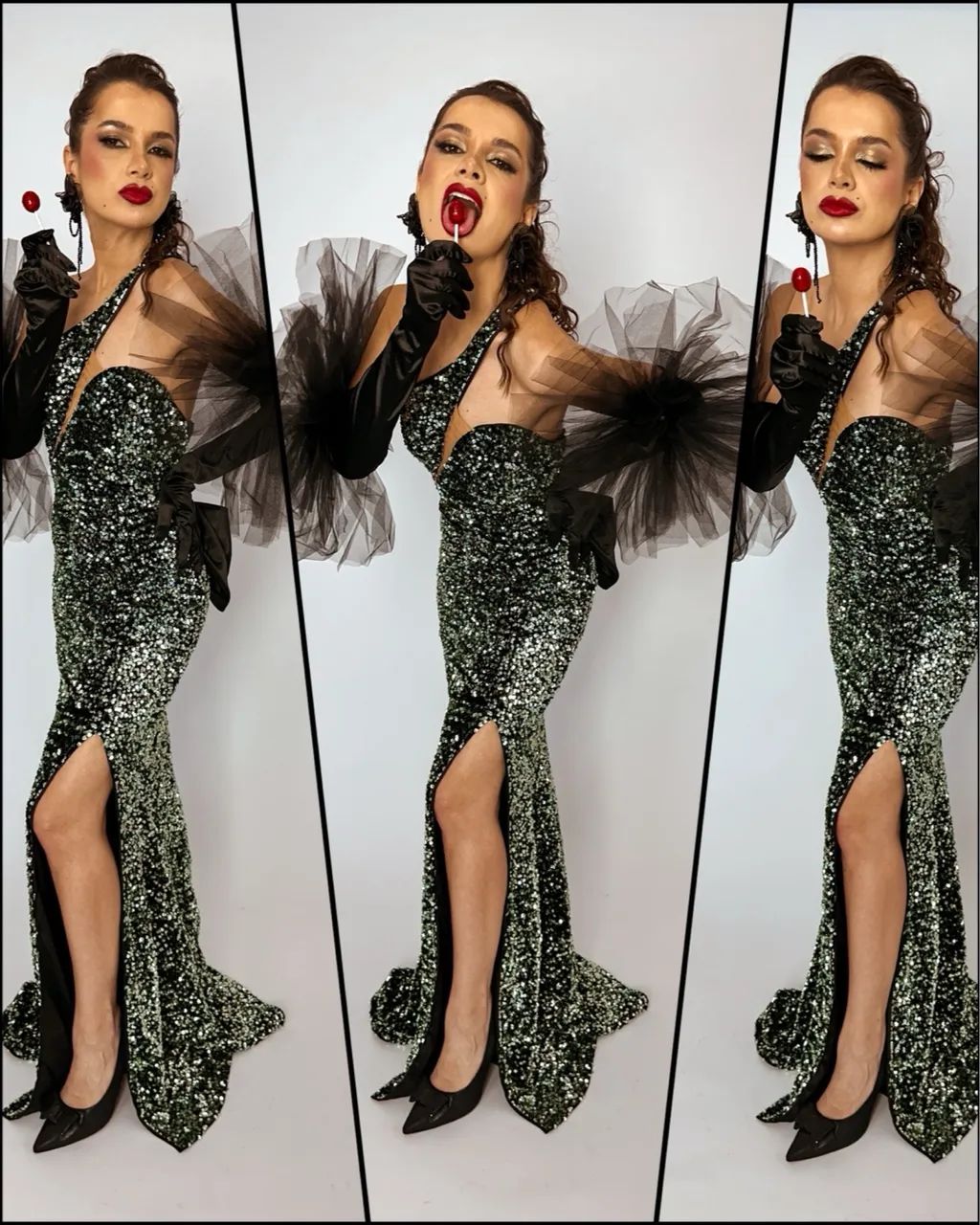 Vestido de Festa - Verde com Paetês e Tule - Foto 4