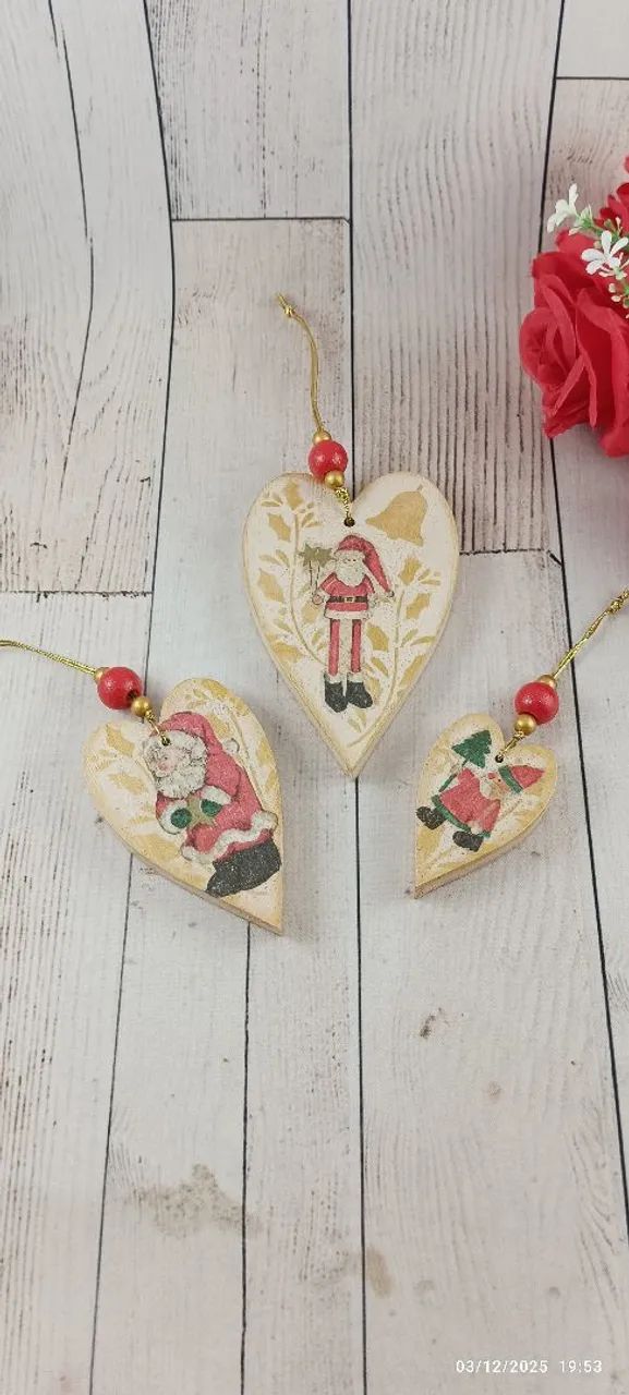 Trio de penduricalhos natalinos em pinus  - Foto 4
