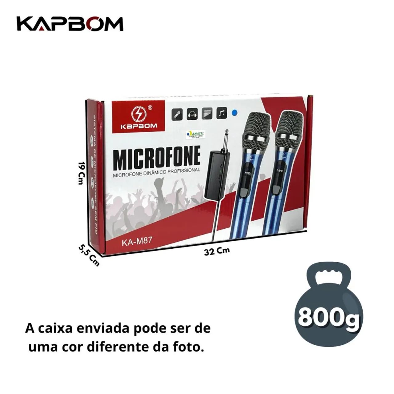 Microfone Dinâmico Profissional Sem Fio - KAPBOM KA-M87
