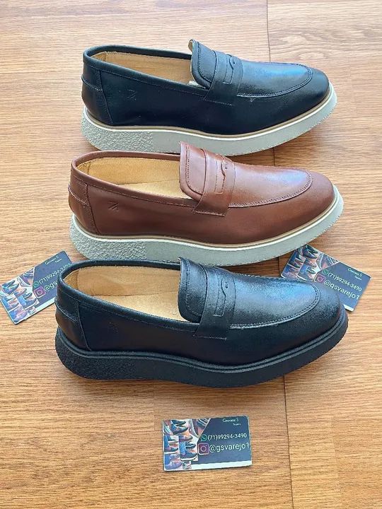 Sapato casual Masculinos de Couro - Diversas Cores - Foto 2