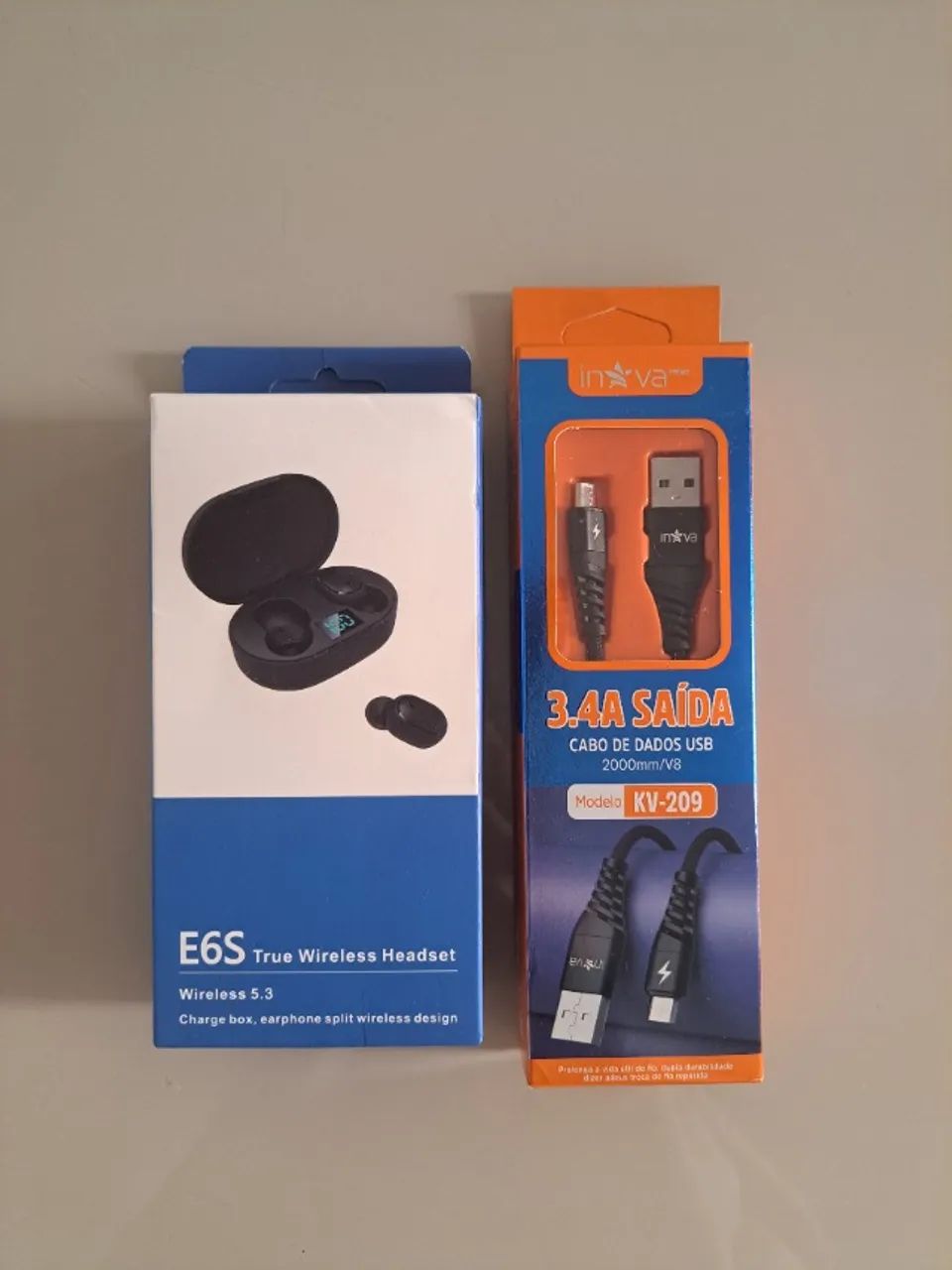 Kit Fone Bluetooth E6S + Cabo V8 