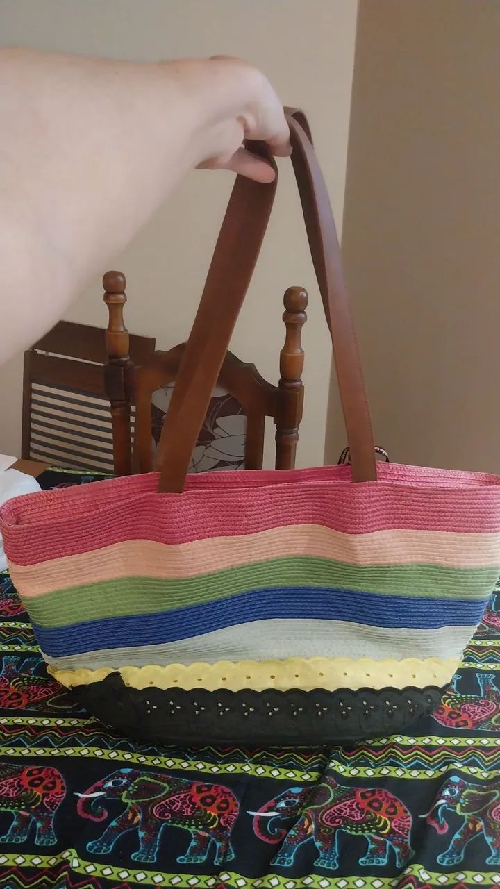 Bolsa de praia colorida linda!! - Foto 2