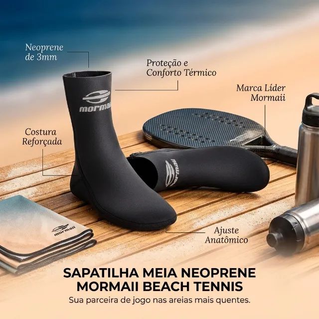 Sapatilha Meia Neoprene Mormaii Beach Tennis 3mm - Foto 6