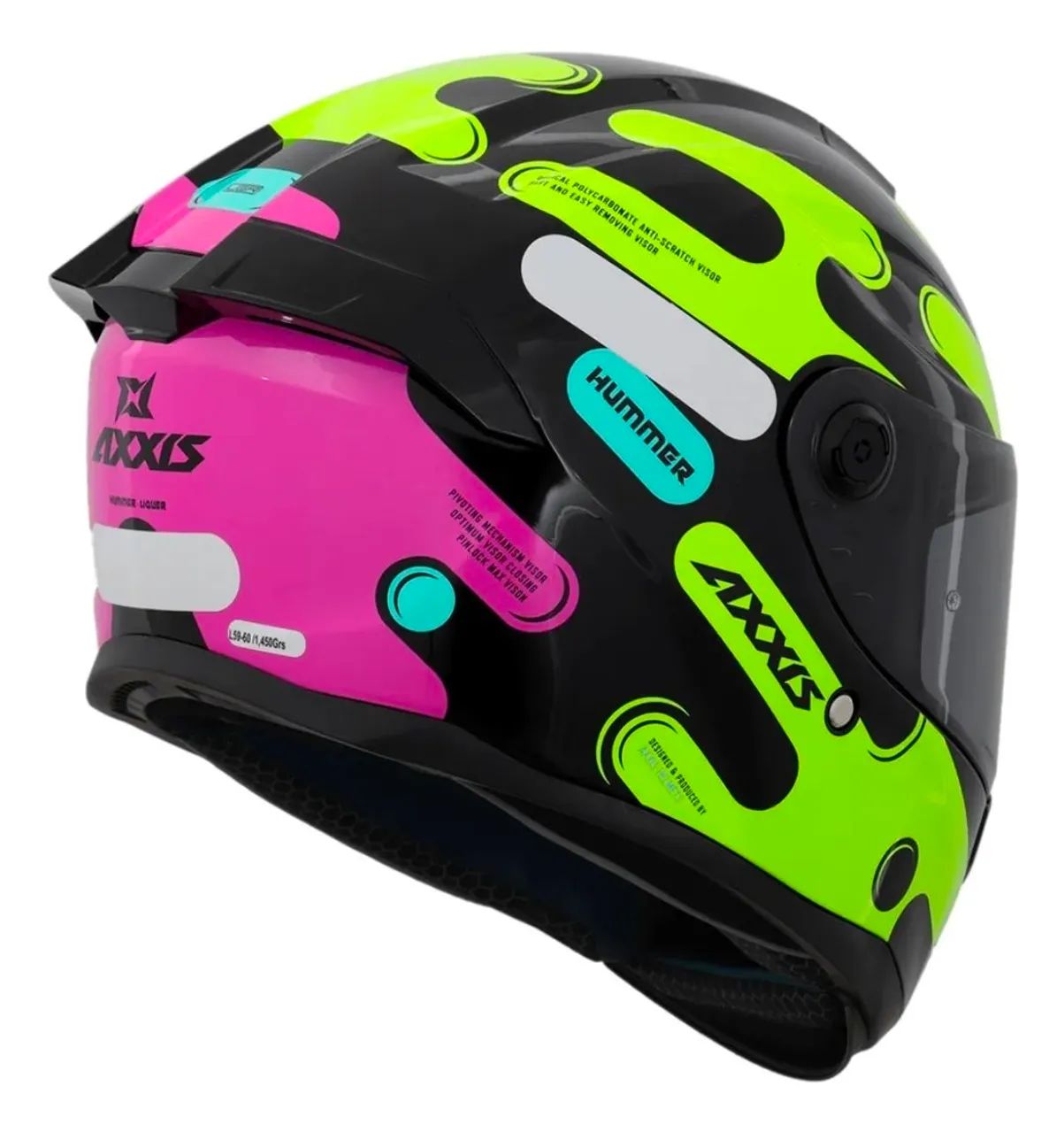 Capacete Axxis Fechado Hummer Liquer B13 Yellow Fluor Gloss - Foto 3