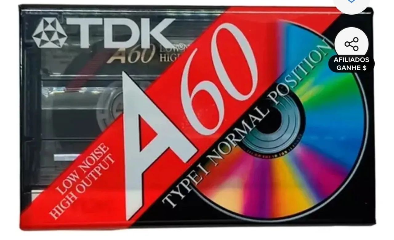 Fita Cassete TDK A60 - 5 Unidades Lacradas