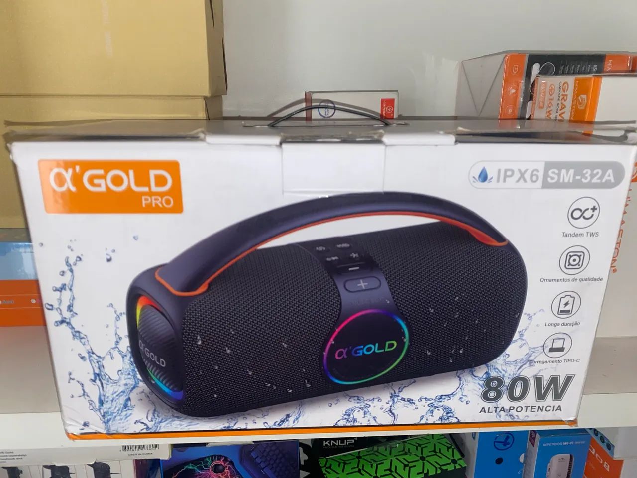 Caixa de Som BOMBOX GOLDS 80w