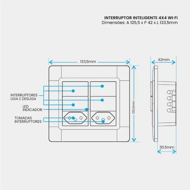 Interruptor e tomada 4x4 inteligente com wifi AGL - Foto 5