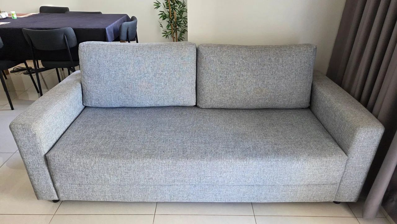 Sofá 3 lugares Tokstok Linho Cinza - Foto 2