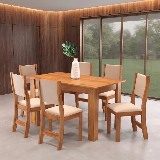 Mesa de Jantar Violeta com 6 Cadeiras