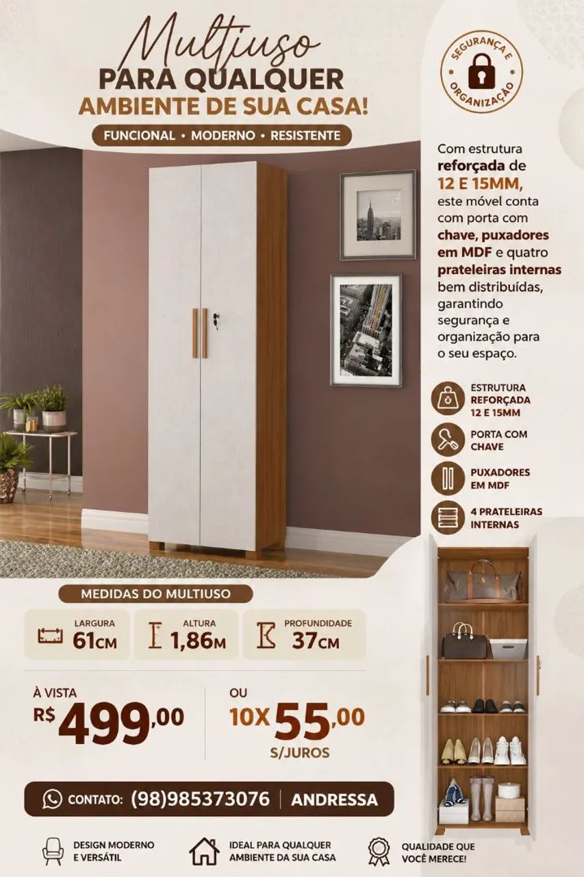 Armário Multiuso 2 Portas - Entrega Grátis 