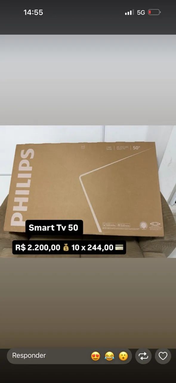 TV 50 polegadas PHILIPS NOVA C NOTA FISCAL $2.200,00 avista 10x 244,00 
