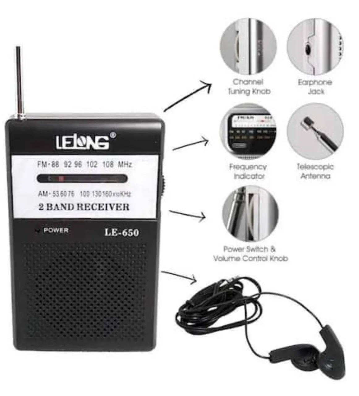 Rádio AM FM à pilha BRINDE FONE