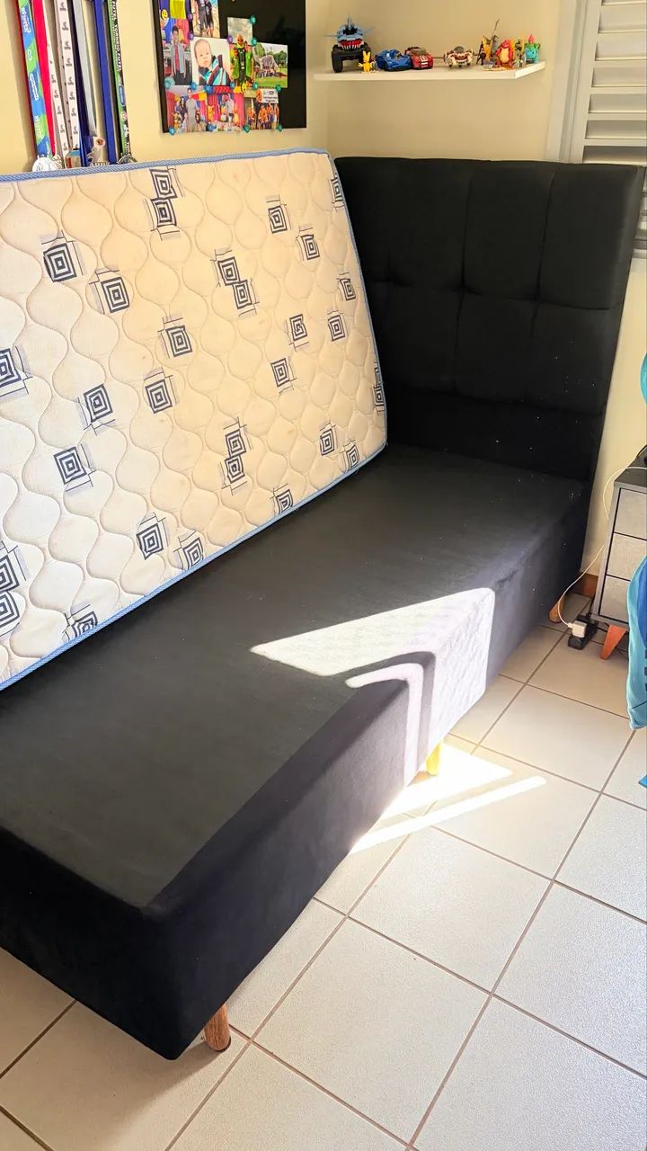 Cama box solteiro com cabeceira, box e colchão Ortobom  - Foto 5