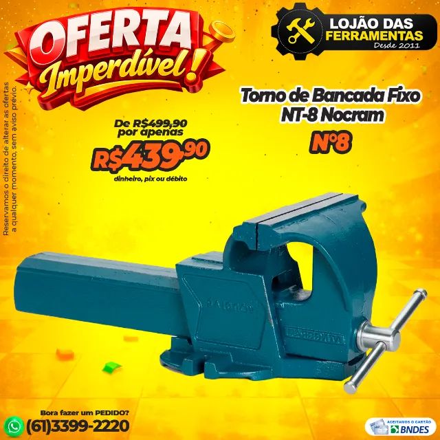 Torno de Bancada Fixo NT-8 Nocram