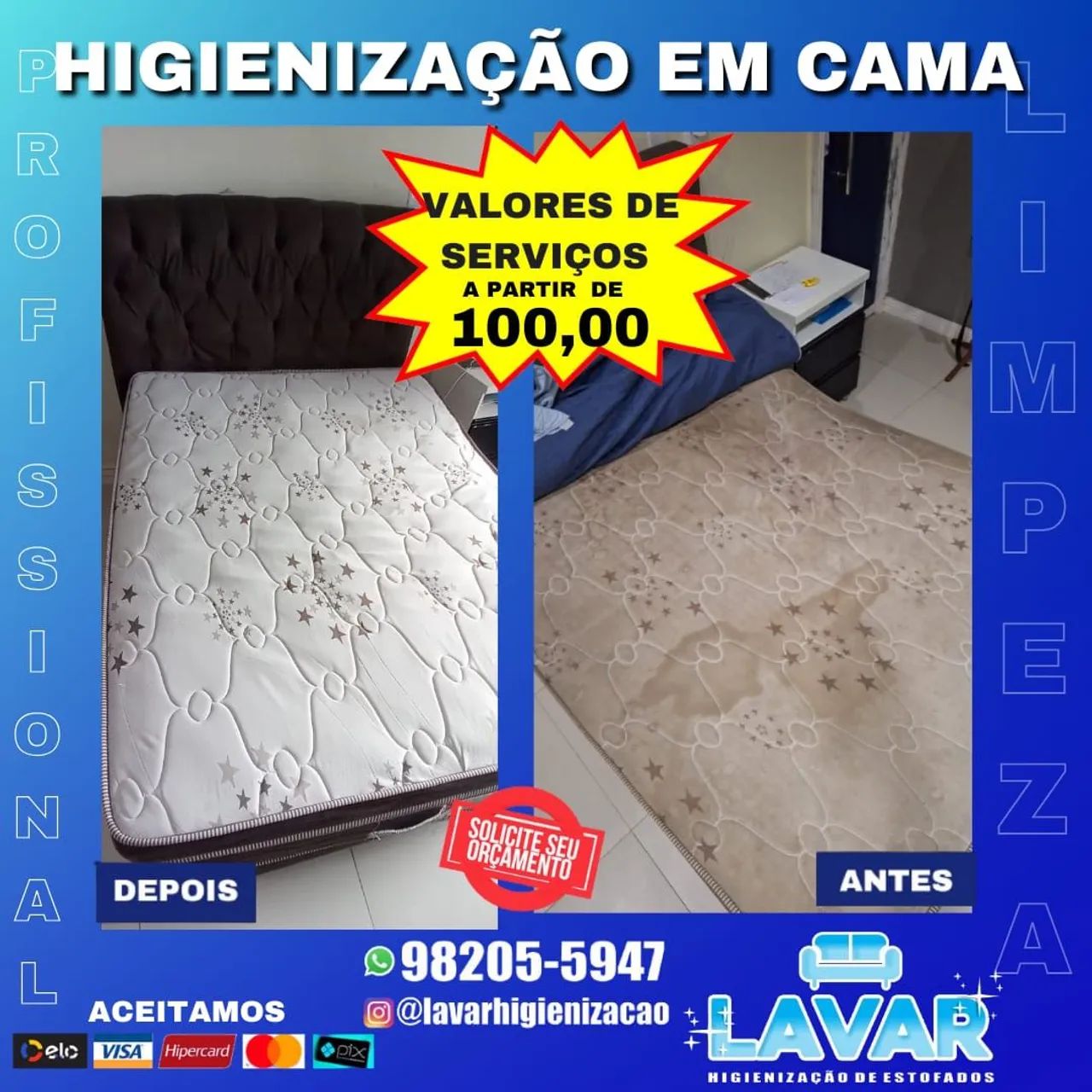 Lavagem e higienização de sofá e cama 