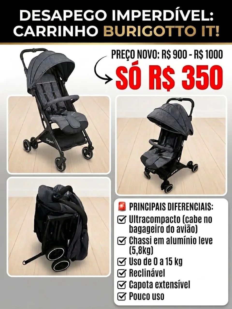 Carrinho bebe Burigotto 