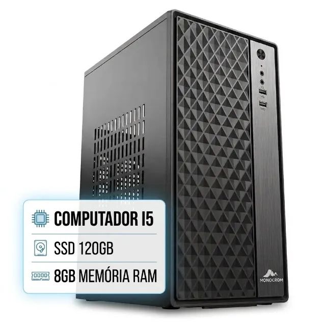 Computador PC Desktop Intel Core i5 8GB RAM SSD 120GB Gabinete Monocron CPU Para Estudos E