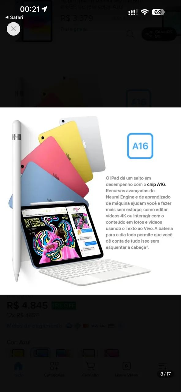 iPad 11 (A16) Azul 128 GB + Apple Pencil USB C - Foto 4