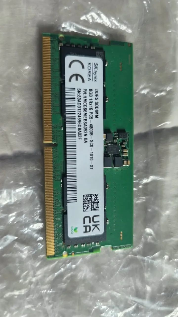 Memória RAM DDR5 SODIMM para Notebook 8GB  4800MHz SK hynix