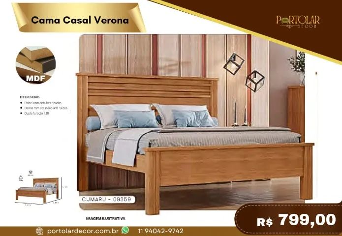 Cama casal Verona, a pronta entrega 
