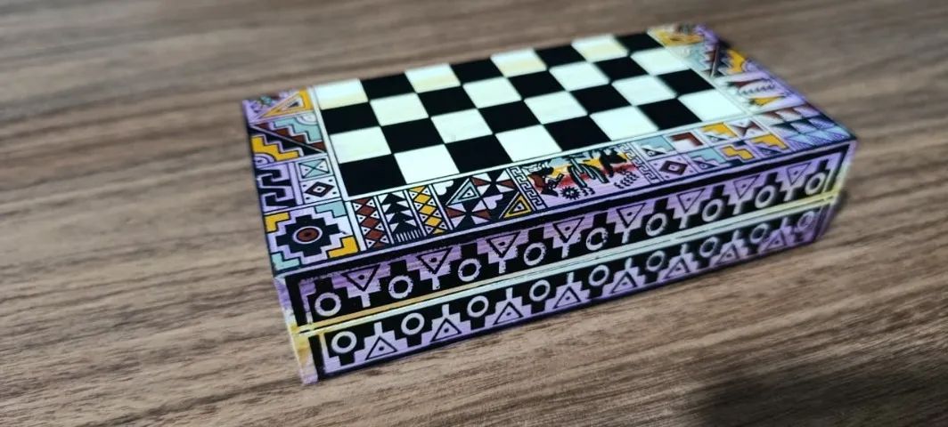 Mini Tabuleiro de Xadrez artesanal peruano  - Foto 5