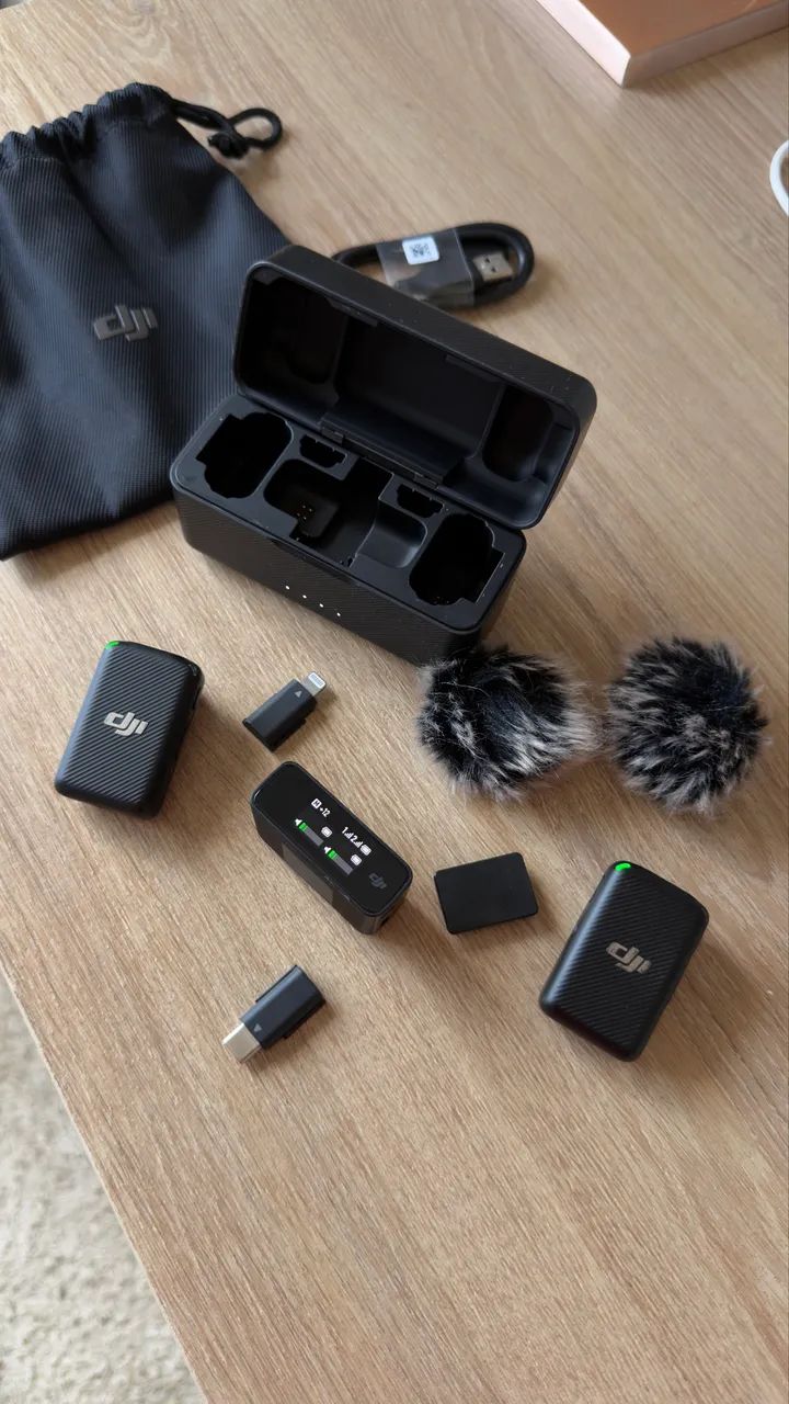 MICROFONE DJI MIC 1ª geração COMPLETO - 2Tx + Rx + Acessórios