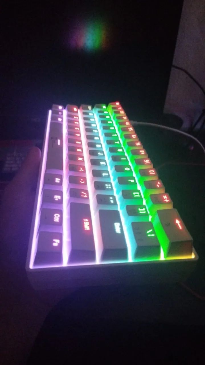 Teclado Mecânico Branco  RGB Switch Azul-1037 - Foto 4