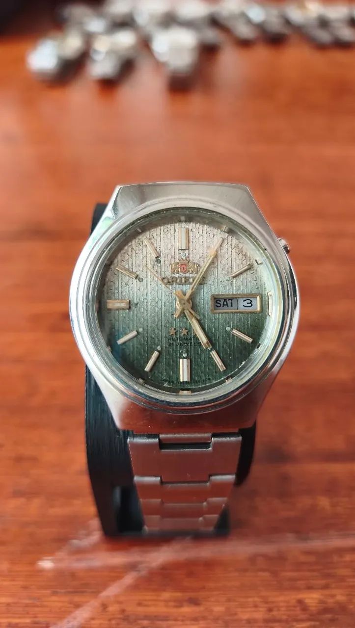 Relógio Orient Automático Vintage Verde degradê com Rosé 