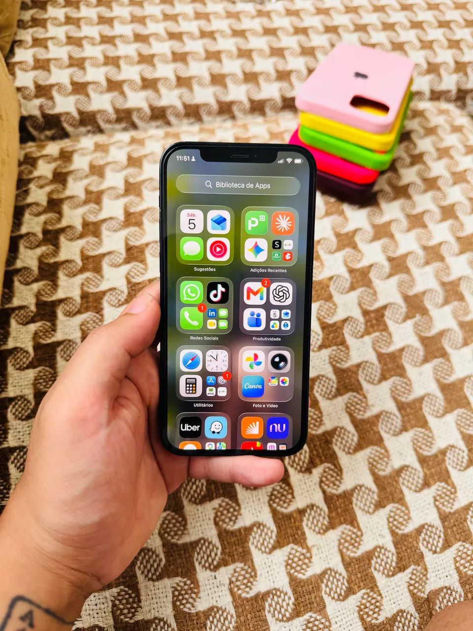 iPhone 12 64GB Preto | Impecável + Caixa + Fone + 6 Capinhas - Foto 5
