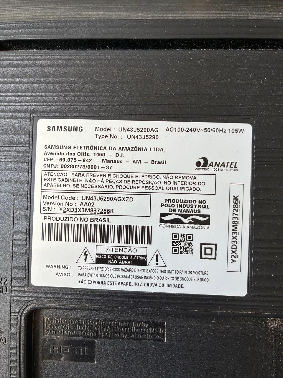 TV SMART SAMSUNG 43 POLEGADAS MODELO UN43J5290