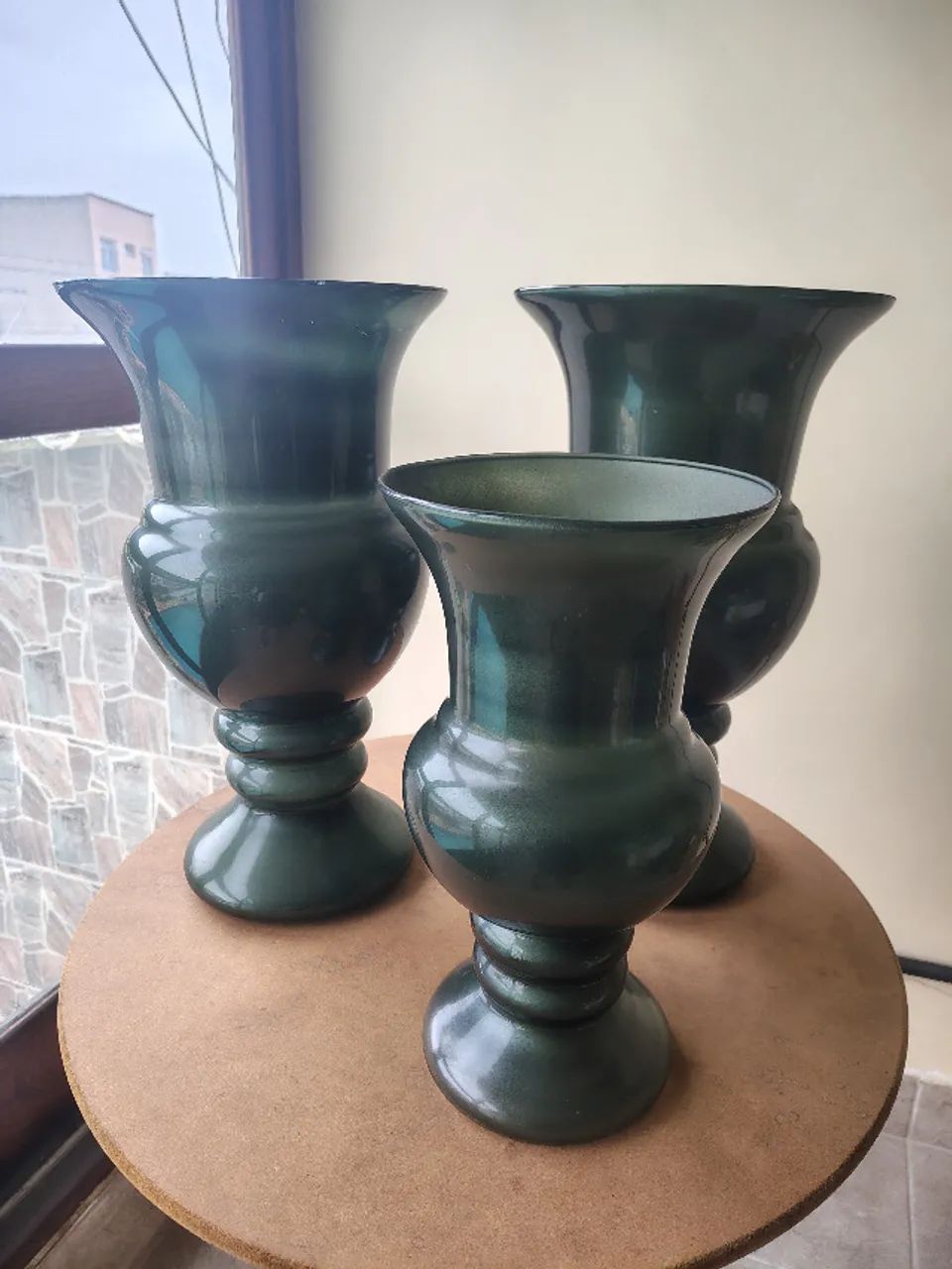 Vasos de vidro verdes - conjunto com 3 - Foto 4