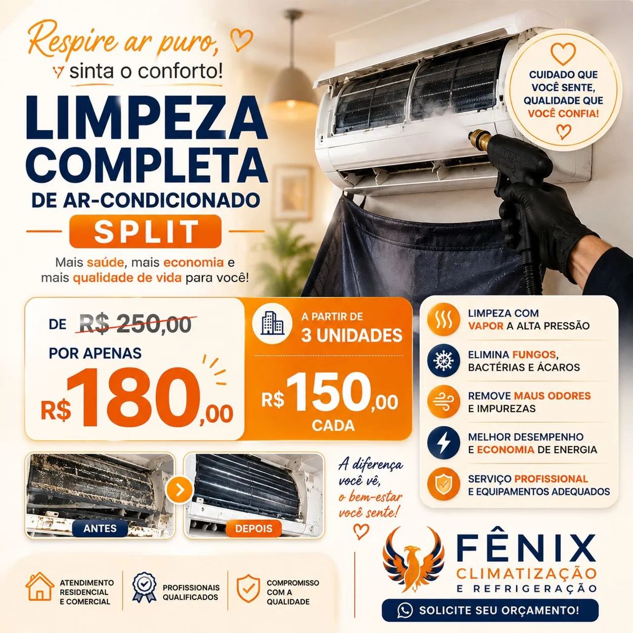 Respire ar puro / limpeza completa de split