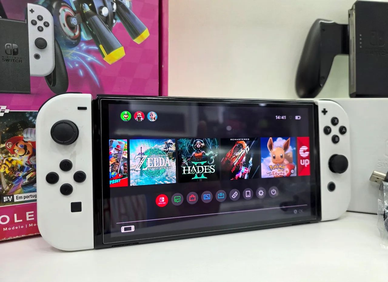 Nintendo switch Oled/ destravado/ 128GB/ Completo