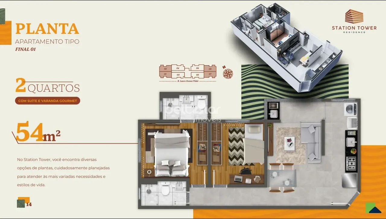 Apartamento com 2 quartos com suite, varanda, elevador, 1 vaga de garagem demarcada, à ven - Foto 2