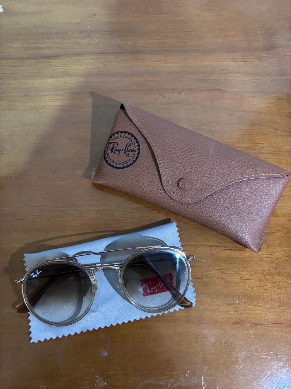 Óculos Ray-Ban ORIGINAL Double Brigde dourado e marrom  - Foto 5
