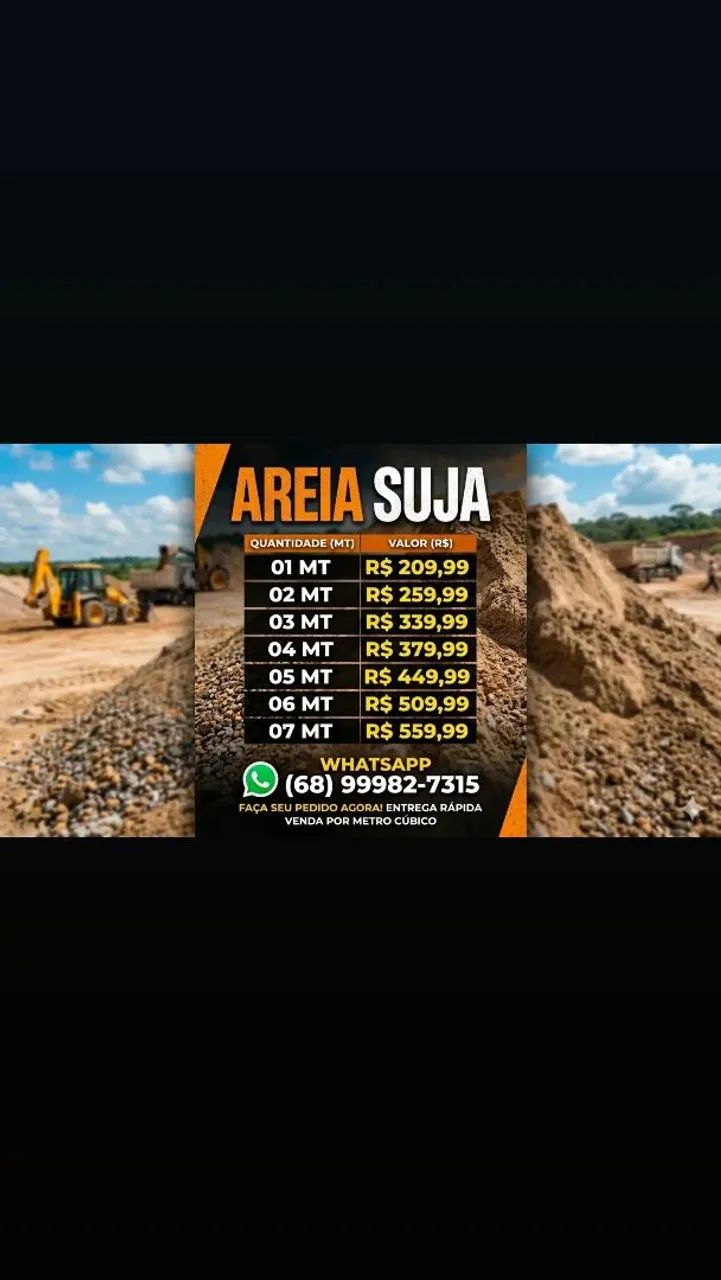 Areia lavada e AREIA SUJA