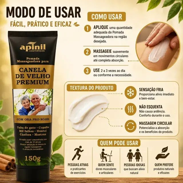 Pomada Massageadora Canela De Velho Com Ora-pro-nóbis Apinil - Foto 4
