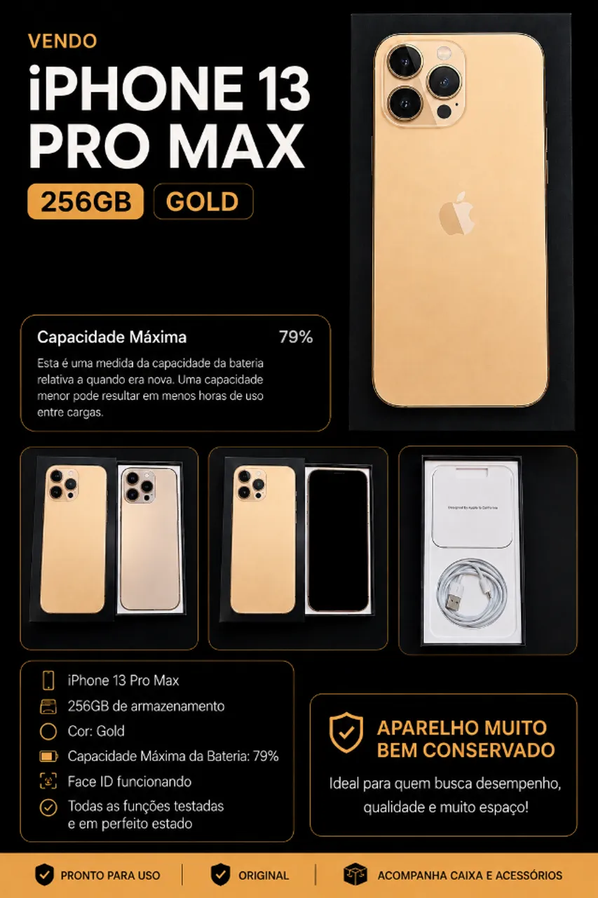 IPHONE 13 PRO MAX 256G GOLD - Celulares e Smartphones - Parque