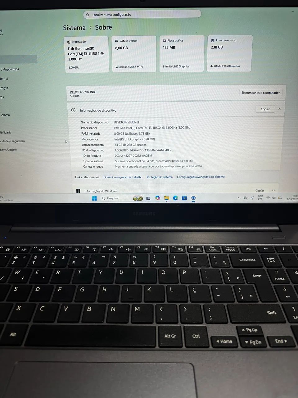 Notebook Samsung i3 11ª Geração ? 8GB RAM ? SSD 256GB ? Intel UHD Graphics - Foto 5