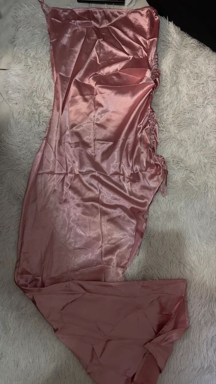 Vestido cetim rosé