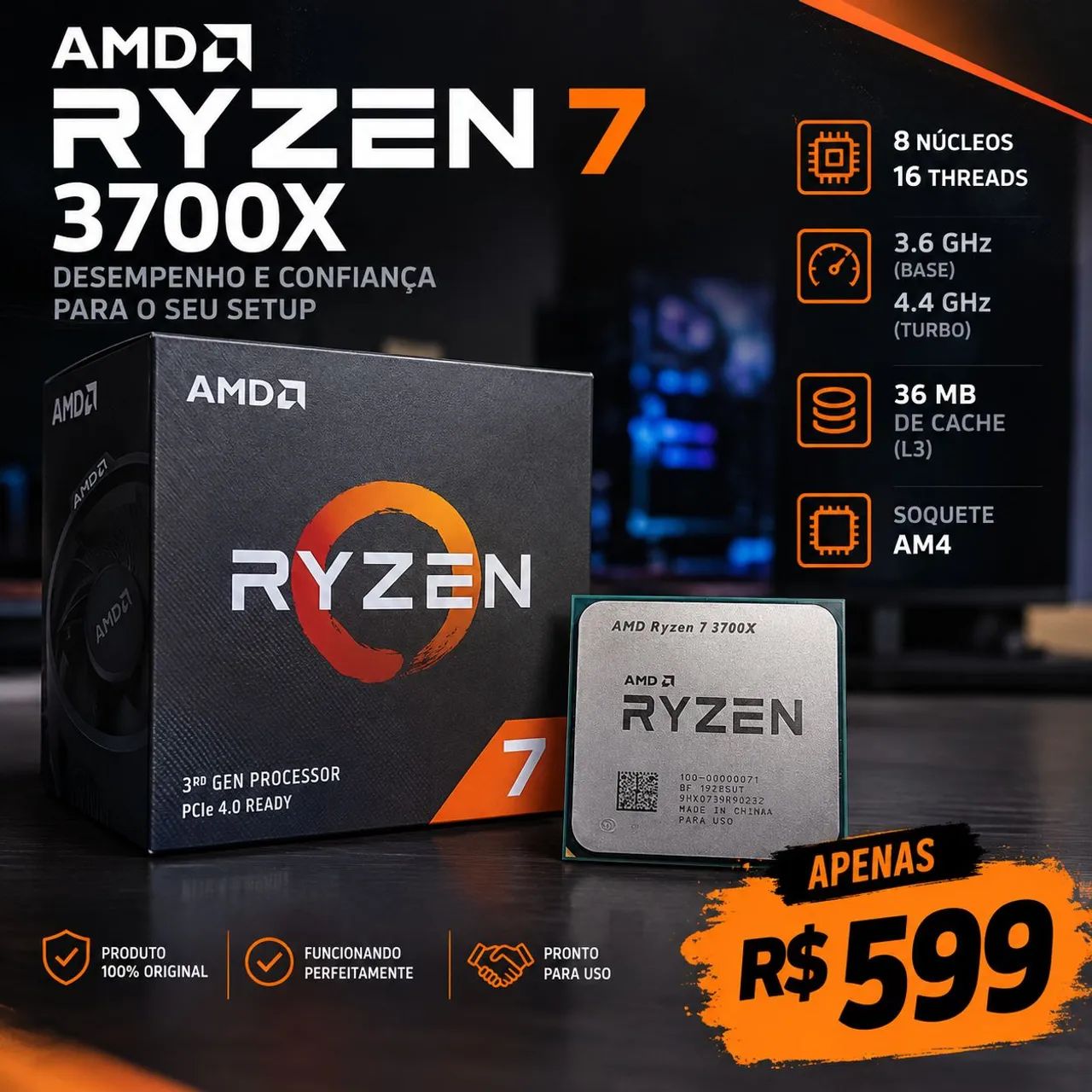 Processador Ryzen 7 3700x 