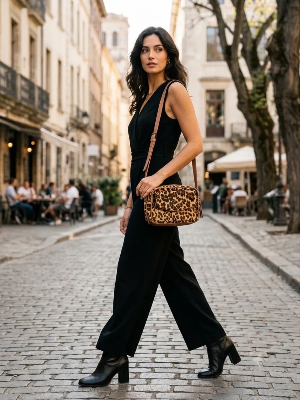 Bolsa couro animal print ombro 