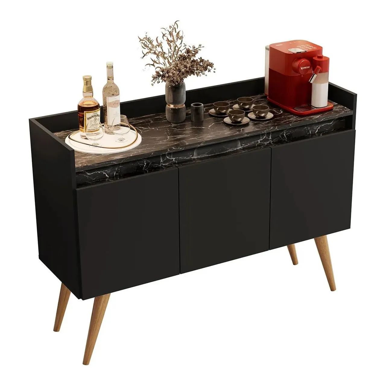 Aparador buffet Gold marmorizado preto  - Foto 2