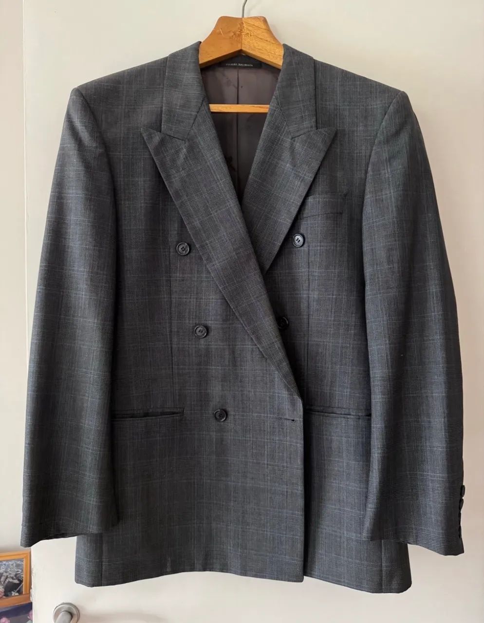 terno costume pierre balmain cinza vintage com abotoamento duplo - Foto 2