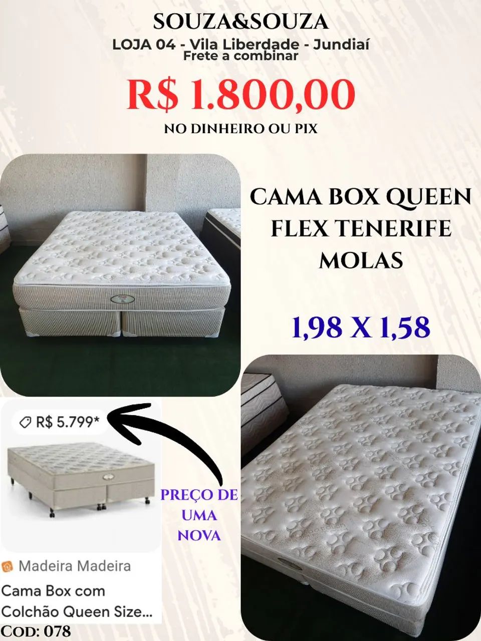 Cama Box Queen Flex Tenerife Molas