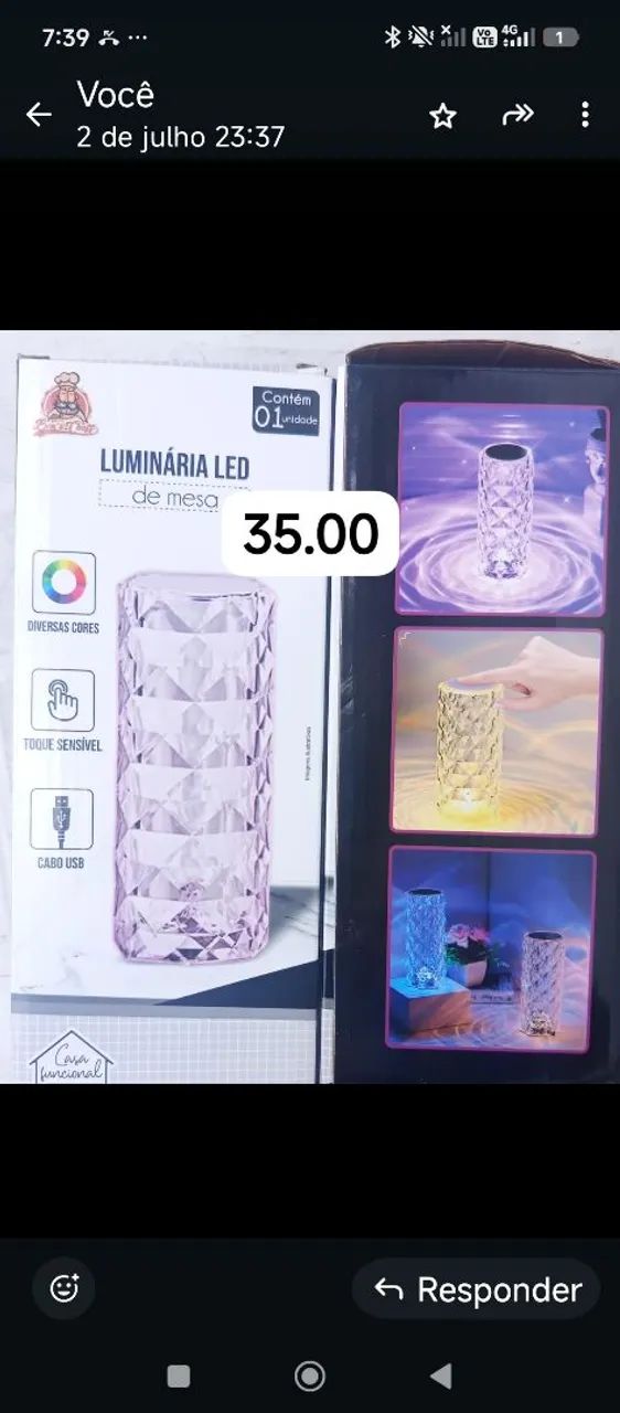 Luminária c várias funções e controle recarregável 