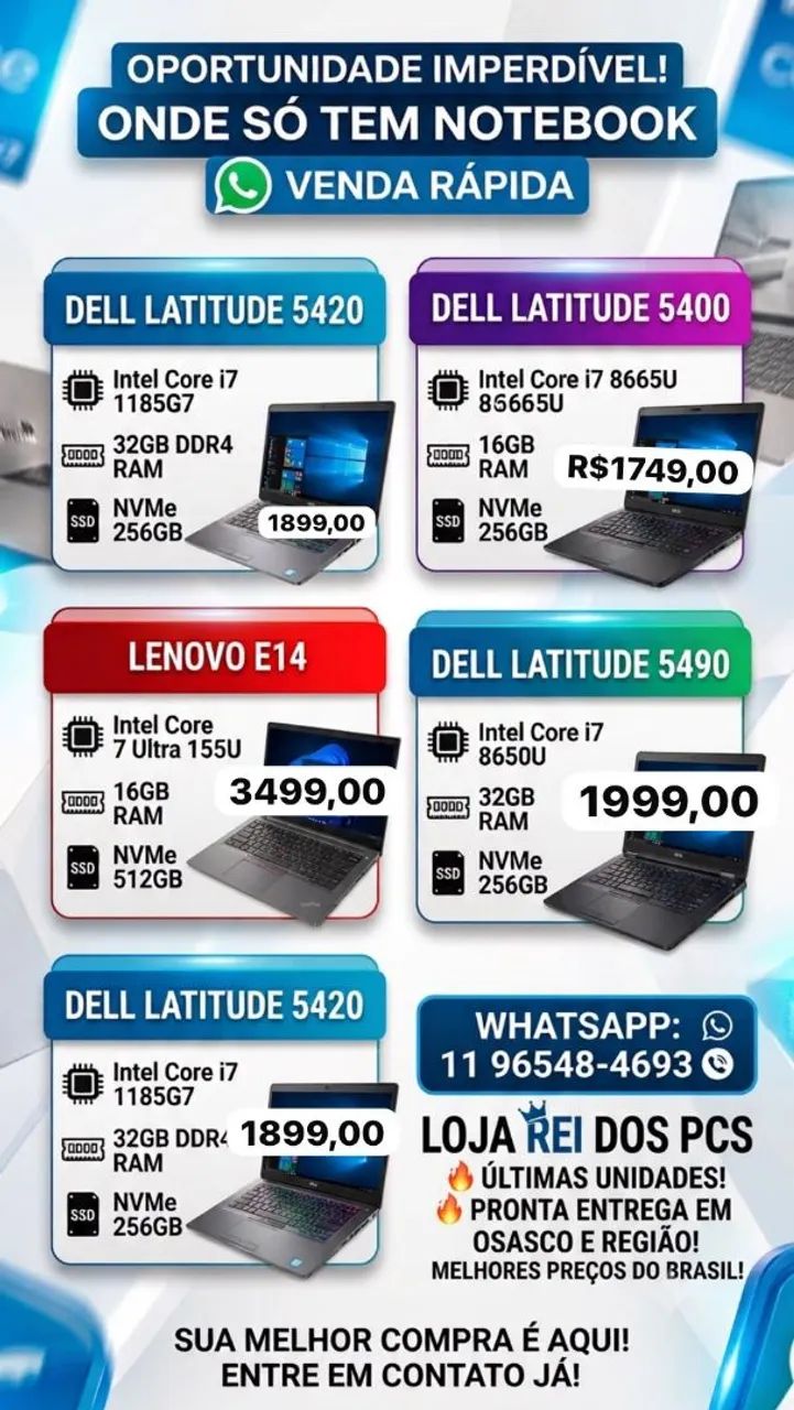 NOTEBOOKS PREÇOS NA FOTO 